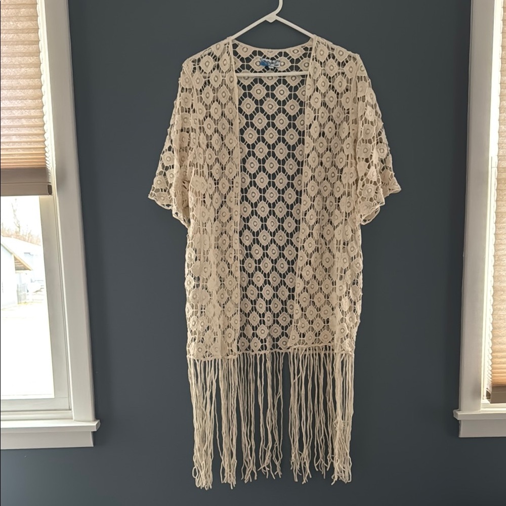 Cream Crochet Kimono